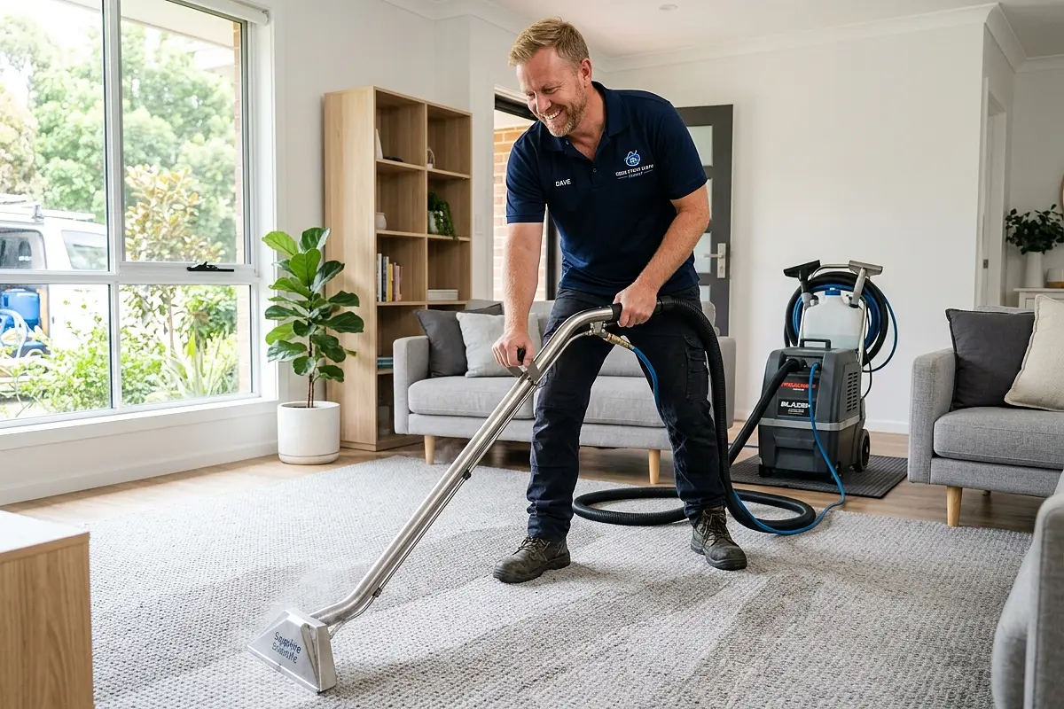 Carpet cleaning equipment set up in a home