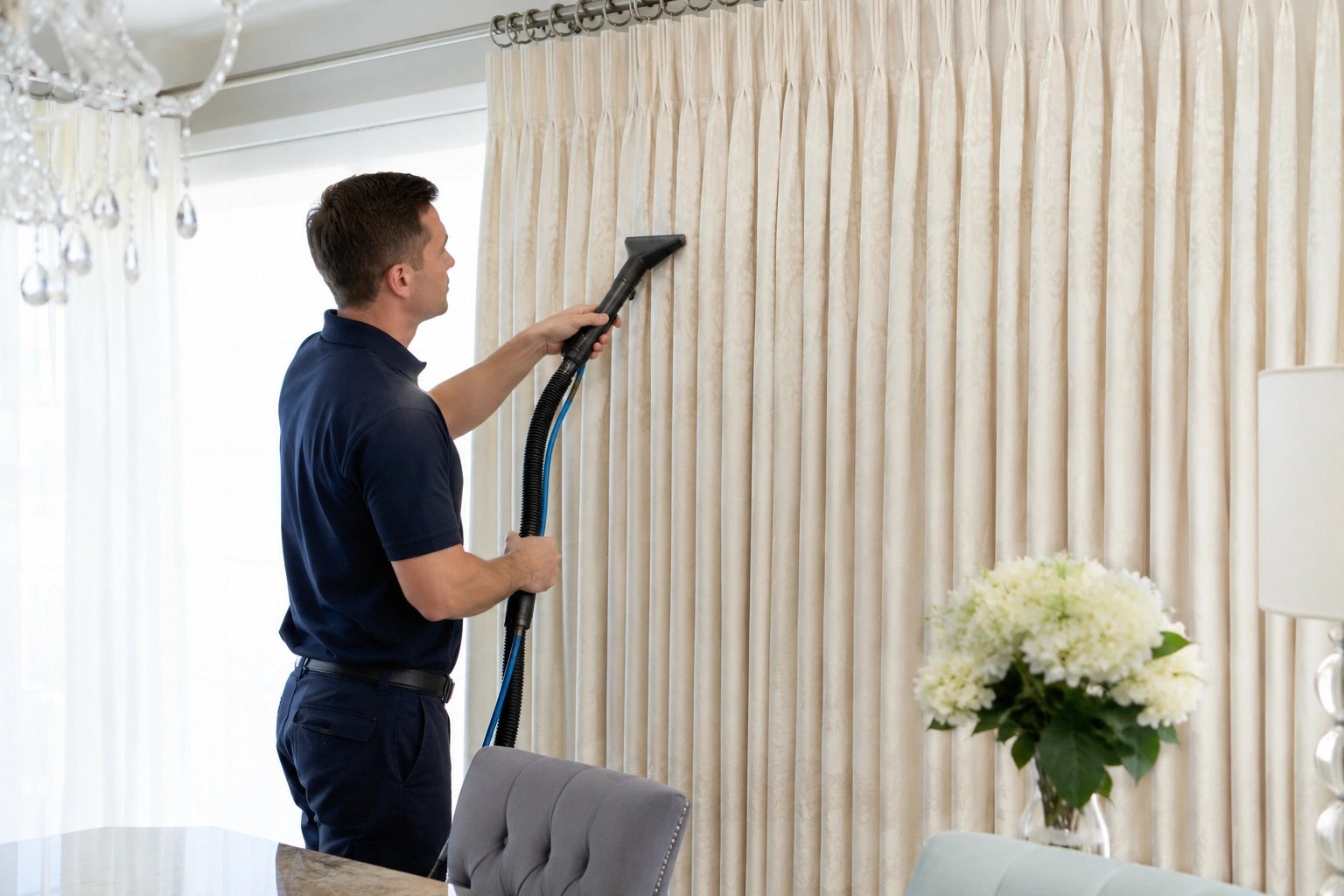 Curtain Cleaning crew working in Braybrook